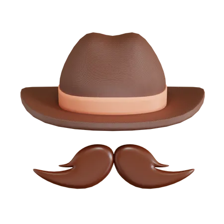 Moustache avec chapeau  3D Icon