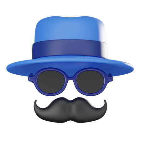 안경이 달린 콧수염 모자  3D Icon