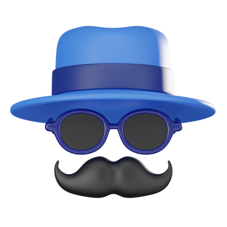 Moustache Hat With Glasses  3D Icon