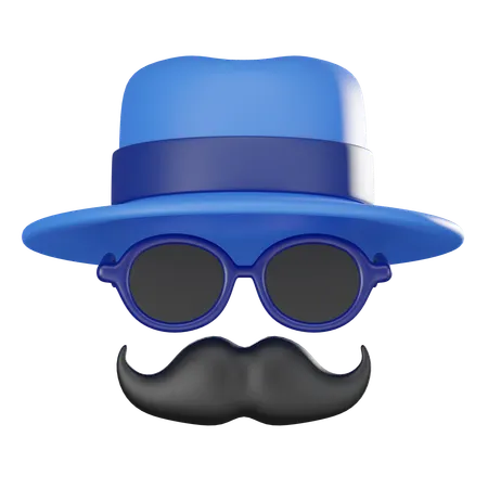 Moustache Hat With Glasses  3D Icon