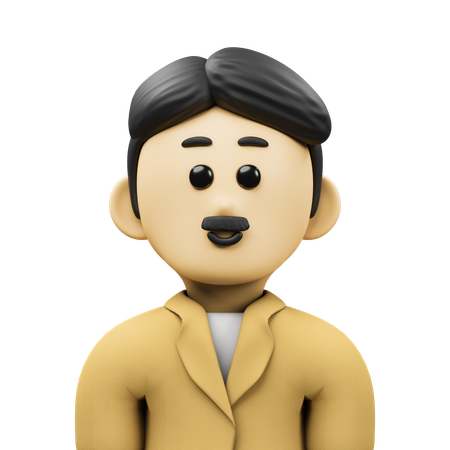 Moustache Man Avatar  3D Icon