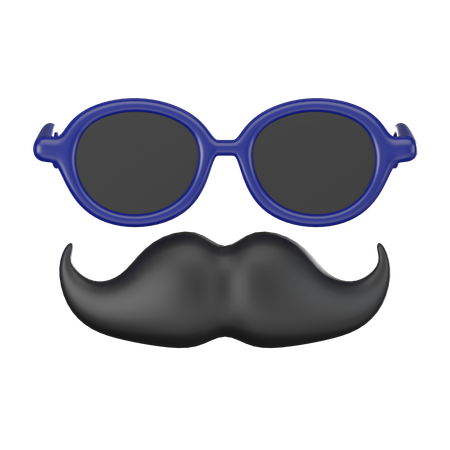 Moustache With Glasses  3D Icon