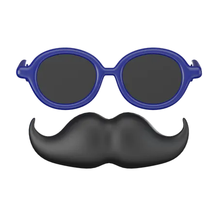 Moustache With Glasses  3D Icon