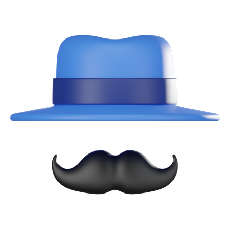 Moustache With Hat  3D Icon