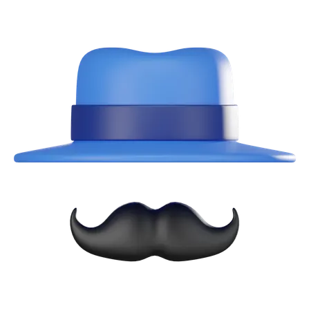 Moustache With Hat  3D Icon