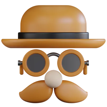 Moustache With Hat  3D Icon