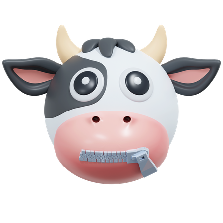 Mouth Zipped Cow  3D Icon