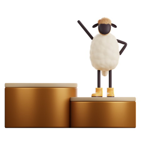 Mouton debout sur le podium  3D Illustration