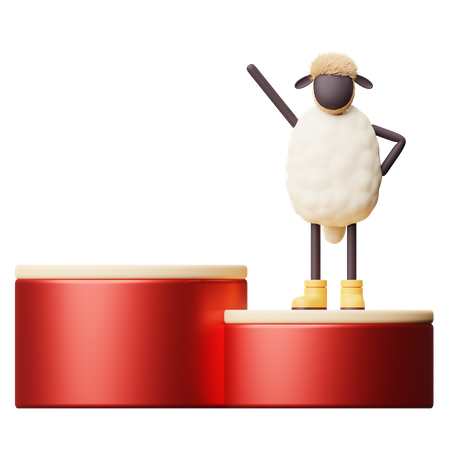 Mouton debout sur le podium  3D Illustration