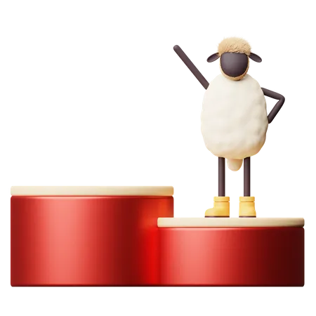 Mouton debout sur le podium  3D Illustration