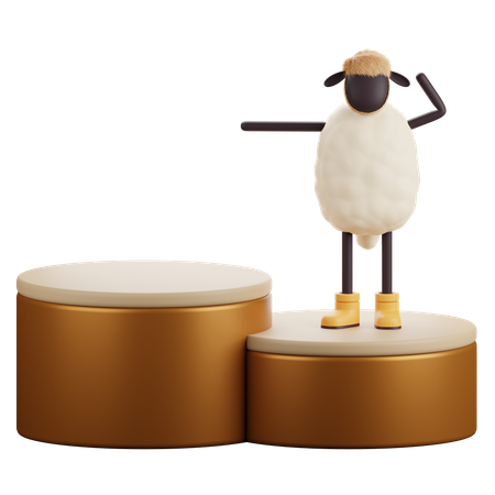 Mouton debout sur le podium  3D Illustration