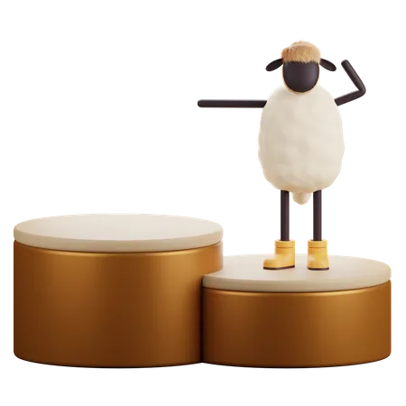 Mouton debout sur le podium  3D Illustration