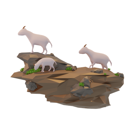 Moutons à la recherche de nourriture  3D Illustration