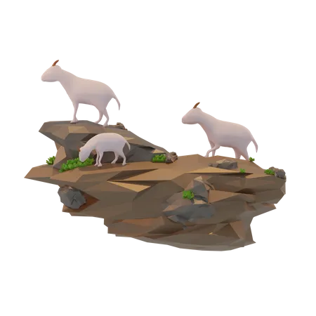 Moutons à la recherche de nourriture  3D Illustration