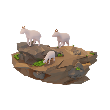 Moutons à la recherche de nourriture  3D Illustration