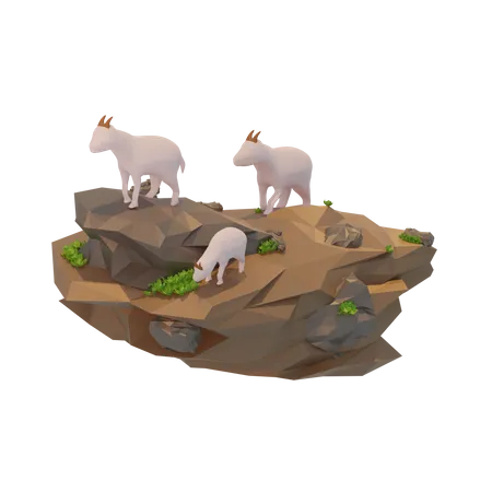 Moutons à la recherche de nourriture  3D Illustration