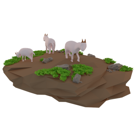 Moutons à la recherche de nourriture  3D Illustration