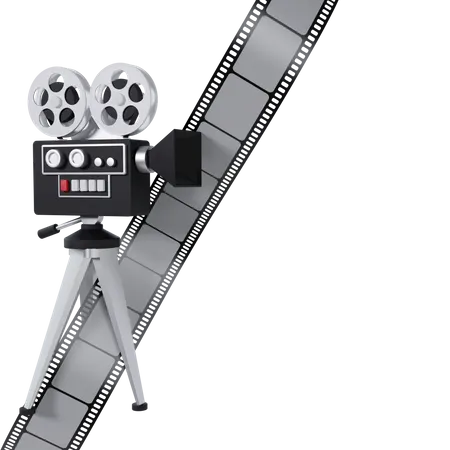Movie Projector And Film Strip 3D Illustration