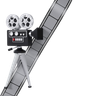 movie projector and film strip 3d logo