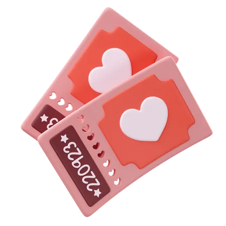 3 D Illustration Of Valentines Love Tickets Icon 3D Icon
