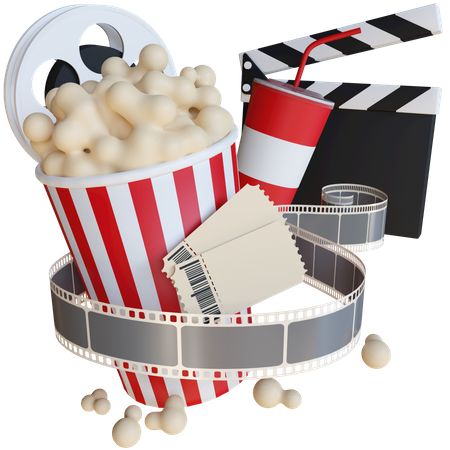 Movie Tickets And Cinema Meal 3D Illustration
