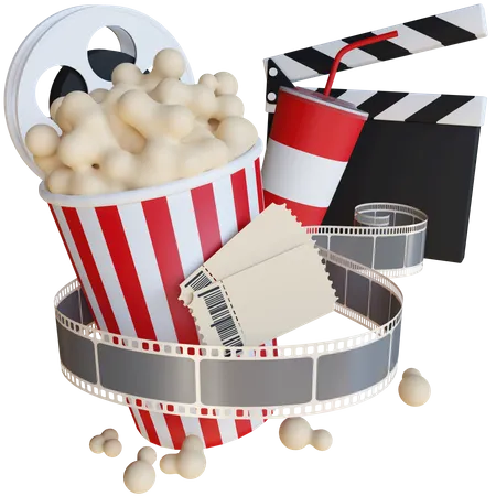 Movie Tickets And Cinema Meal 3D Illustration