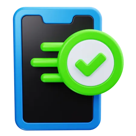 Móvil con marca de verificación  3D Icon