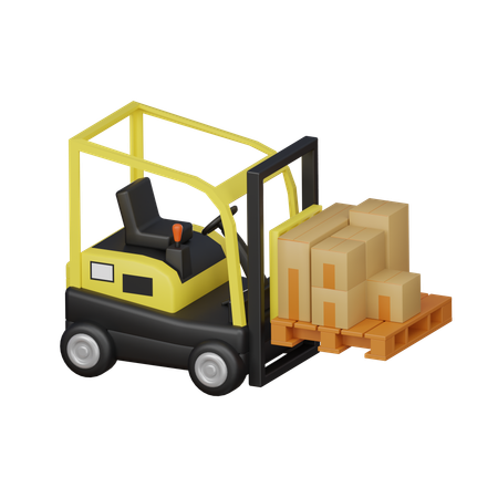 Moving package by Forklift  3D Icon