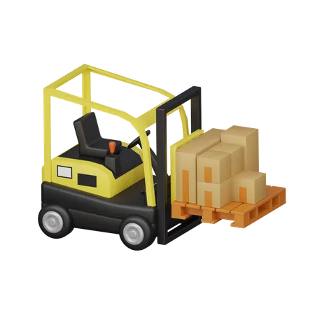 Moving Package By Forklift 3 D Icon 3D Icon