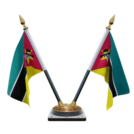 Mozambique Double Desk Flag Stand  3D Illustration