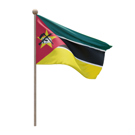 Mozambique Flag Pole  3D Flag