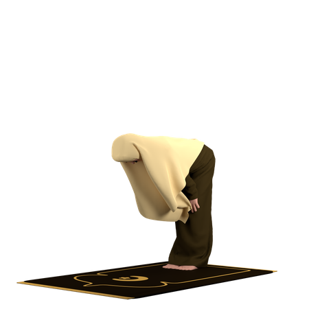 Mulher Muçulmana em Ruku Pose  3D Illustration