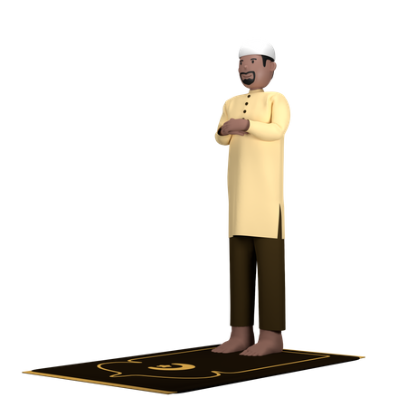 Homem muçulmano em pose de Iftitah  3D Illustration