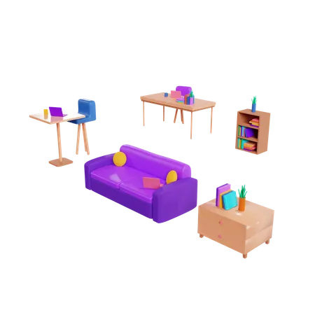 Muebles del hogar  3D Illustration