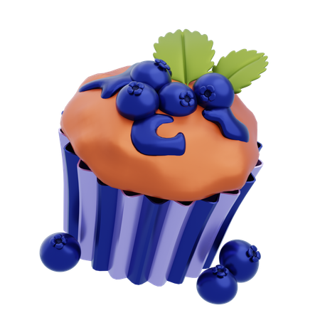 Muffin de arándanos  3D Icon