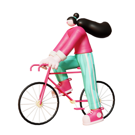 Mujer andando en bicicleta  3D Illustration