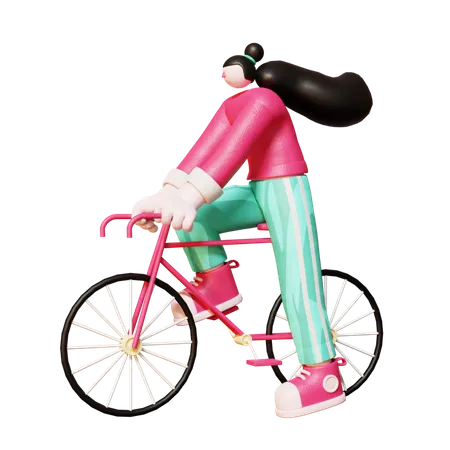 Mujer andando en bicicleta  3D Illustration