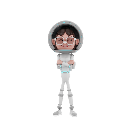 Mujer astronauta de pie  3D Illustration