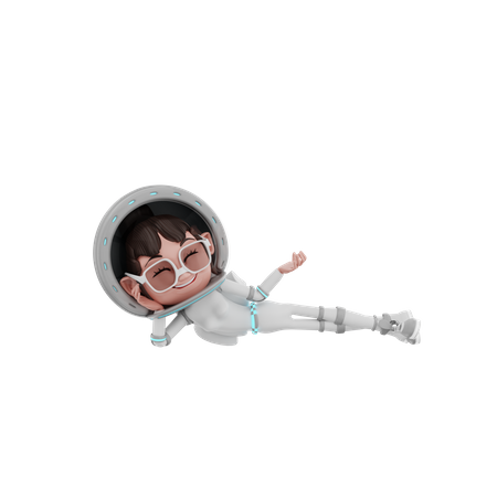 Mujer astronauta tumbada en el espacio  3D Illustration