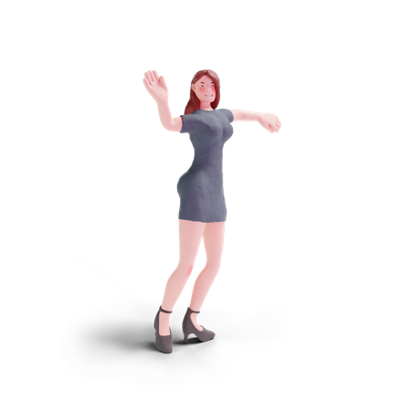 Mujer bonita dando pose de baile  3D Illustration