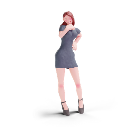 Mujer bonita en vestido de fiesta dando pose  3D Illustration