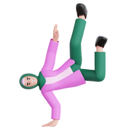 Mujer bailando breakdance  3D Illustration