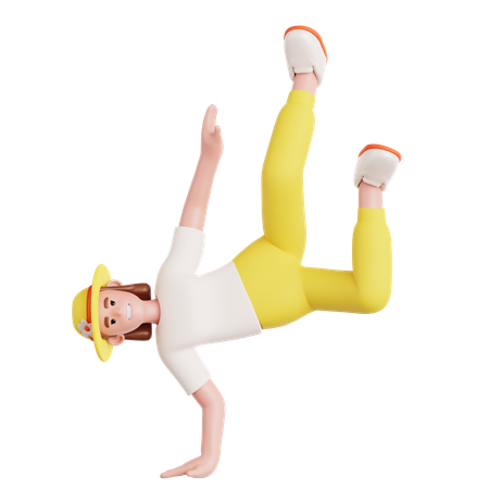 Mujer bailando breakdance  3D Illustration