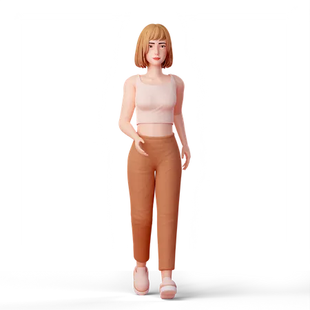 Mujer caminando con confianza  3D Illustration