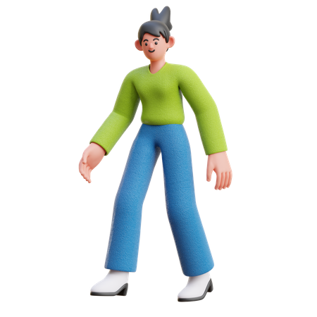 Pose de mujer caminando  3D Illustration