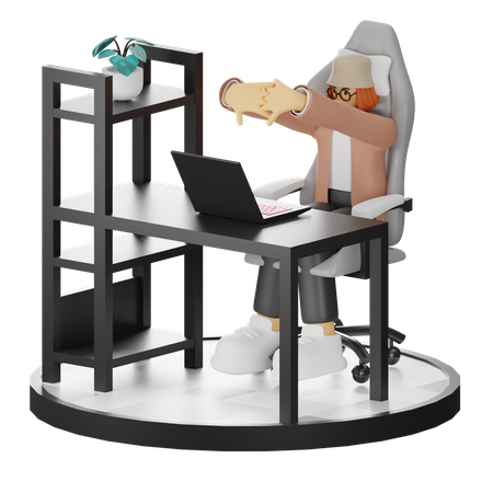 Mujer cansada de trabajar en la oficina  3D Icon
