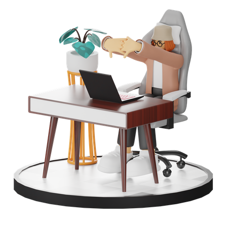 Mujer cansada de trabajar en la oficina  3D Icon