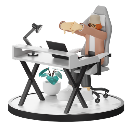 Mujer cansada de trabajar en la oficina  3D Icon