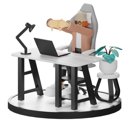 Mujer cansada de trabajar en la oficina  3D Icon