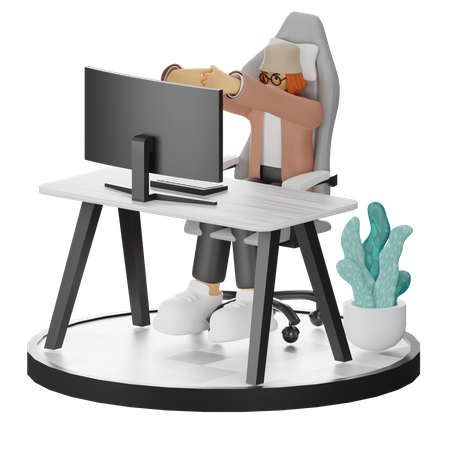 Mujer cansada de trabajar en la oficina  3D Icon